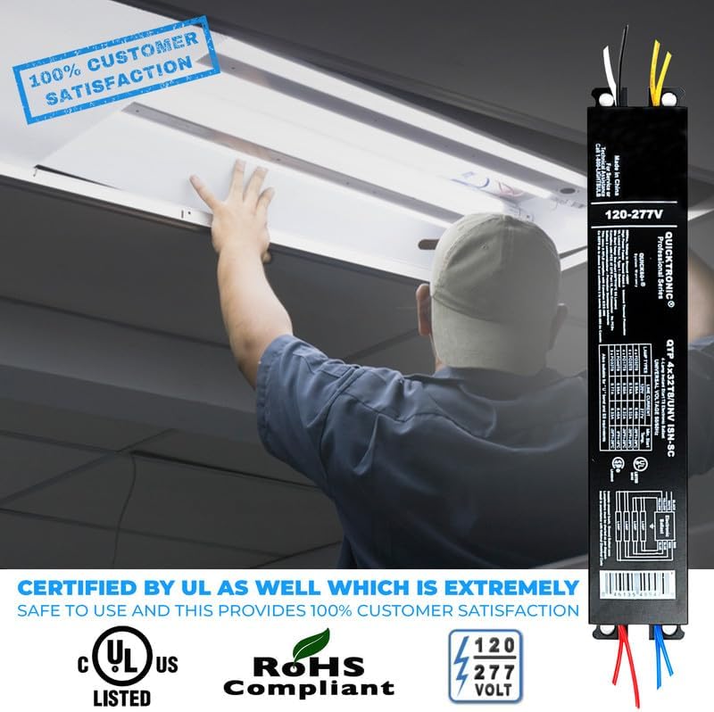 OHLECTRIC Replacement for Sylvania Ballast QTP4X32T8/UNV ISN-SC, Philips ICN-4P32-N, Keystone KTEB-432-UV-IS-N-P, for 4 Fluorescent T8 Lamps - 120-277V - 32 Watt - Image 4